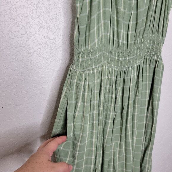 Maurices Light Green Plaid Ruffle Trim Sleeveless Square Neckline Mini Dress - Picture 3 of 10